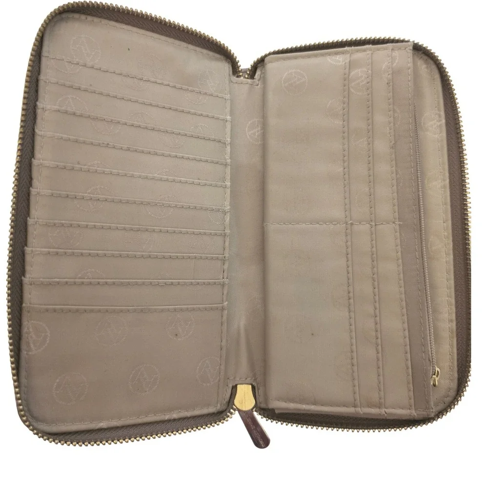 Adrienne Vittadini Studio Metallic Bronze Zip Around Long Wallet Organizer